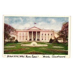 Vintage White House Postcard 1906 Washington DC Rose Garden Writing Postmark